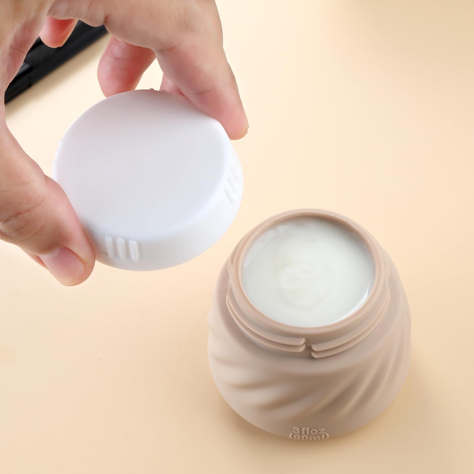 Gemice Travel Containers For Toiletries, Tsa Approved 3 Oz Leak-Proof Silicone Travel Jars For Cream, Bpa-Free Travel Size Conta